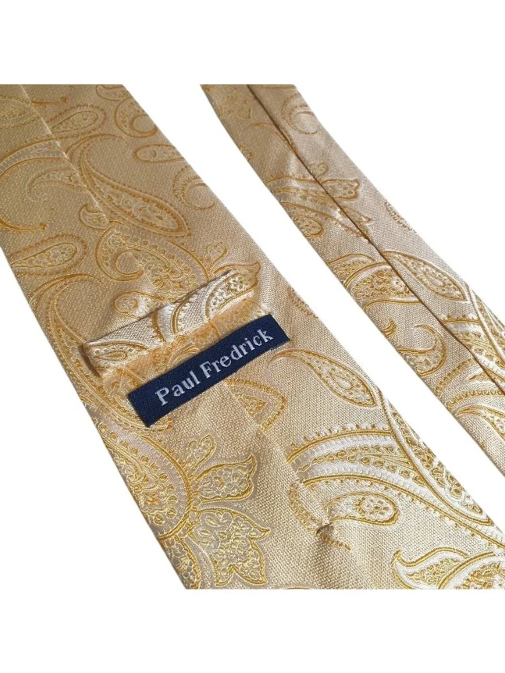 Paul Fredrick Mens Yellow Gold Paisley Necktie Silk Formal Business Wear Office